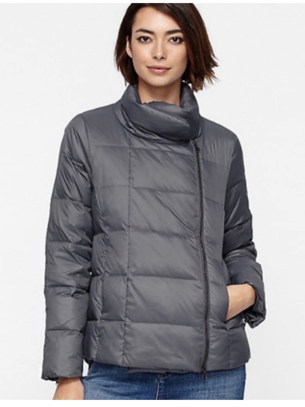 Eileen Fisher Gray Quilted Puffer Jacket